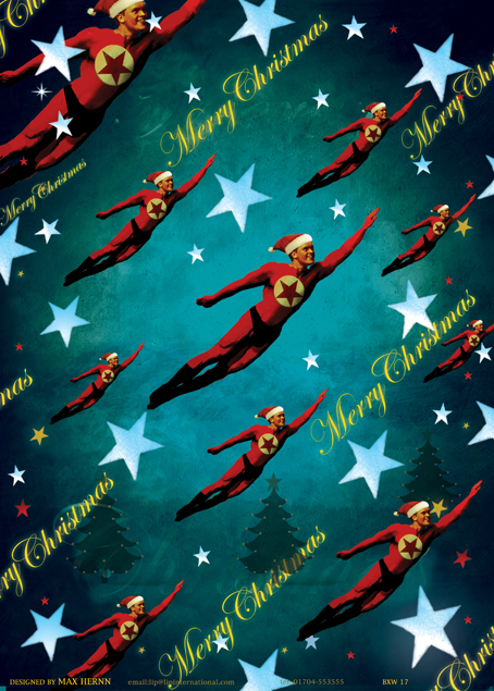 Flying Man Christmas Poster Gift Wrap Flying Man Christmas Poster Gift Wrap